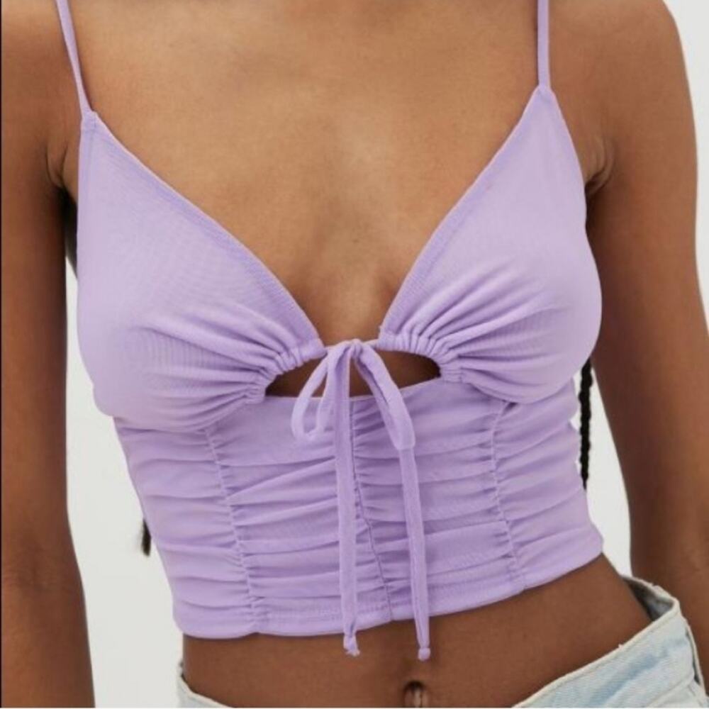 Urban Outfitters Sweethearts Lilac Mesh Keyhole Crop Top
